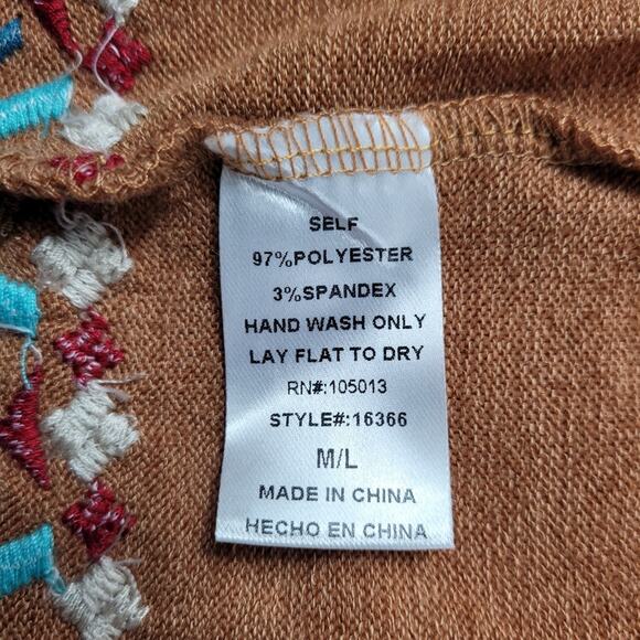 Emmer & Oat Southwestern Boho Faux Suede Poncho size M/L - Picture 13 of 13